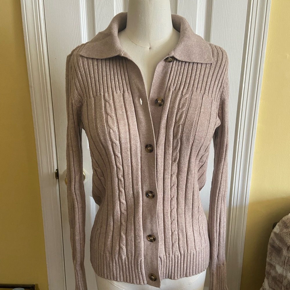 Cyrus Women's Cable Knit Sweater - Cream/Taupe